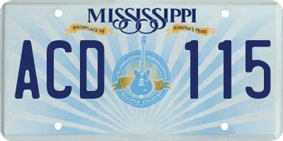 MS license plate ACD115