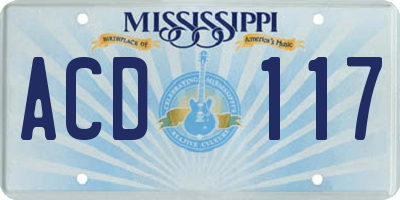 MS license plate ACD117