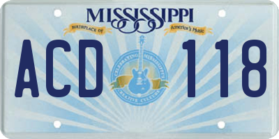 MS license plate ACD118