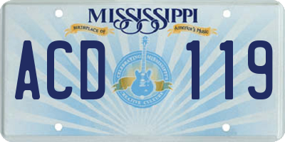 MS license plate ACD119