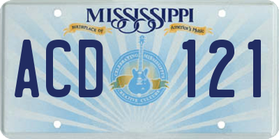 MS license plate ACD121