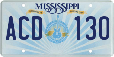 MS license plate ACD130