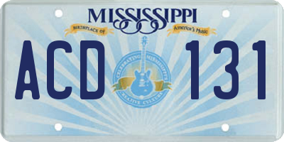 MS license plate ACD131