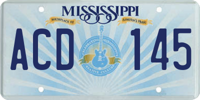 MS license plate ACD145