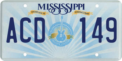 MS license plate ACD149