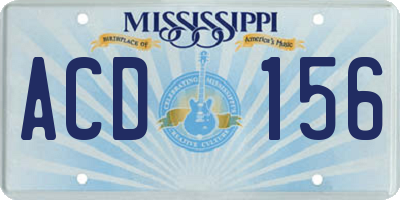 MS license plate ACD156
