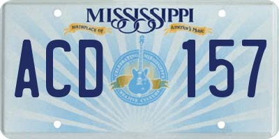 MS license plate ACD157