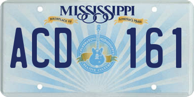MS license plate ACD161
