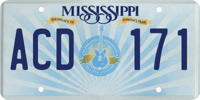 MS license plate ACD171