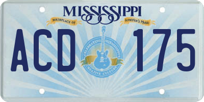 MS license plate ACD175
