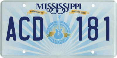 MS license plate ACD181