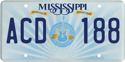 MS license plate ACD188