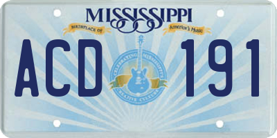 MS license plate ACD191