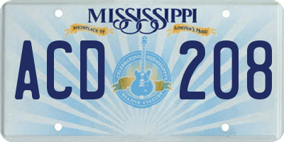 MS license plate ACD208