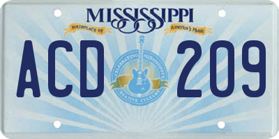 MS license plate ACD209