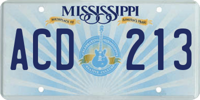 MS license plate ACD213