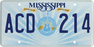 MS license plate ACD214