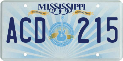 MS license plate ACD215