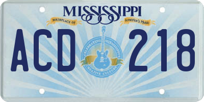 MS license plate ACD218