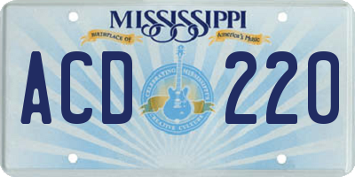 MS license plate ACD220