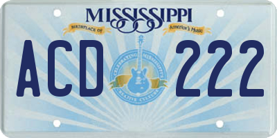 MS license plate ACD222