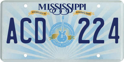 MS license plate ACD224