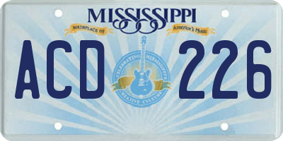 MS license plate ACD226