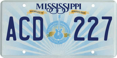 MS license plate ACD227