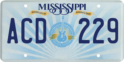 MS license plate ACD229