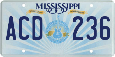 MS license plate ACD236