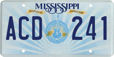 MS license plate ACD241