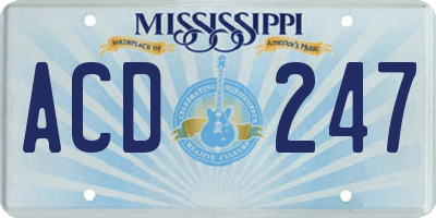 MS license plate ACD247
