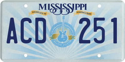MS license plate ACD251