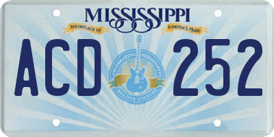 MS license plate ACD252