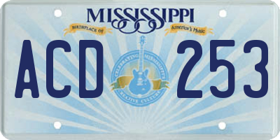 MS license plate ACD253