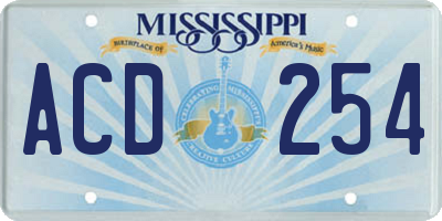 MS license plate ACD254