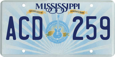 MS license plate ACD259