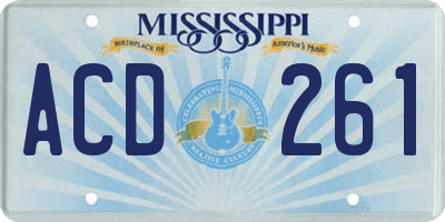 MS license plate ACD261