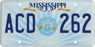MS license plate ACD262