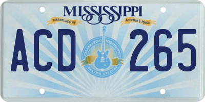 MS license plate ACD265