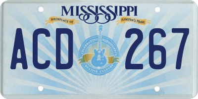 MS license plate ACD267