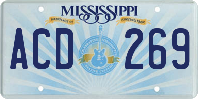 MS license plate ACD269