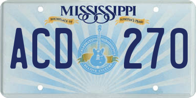 MS license plate ACD270