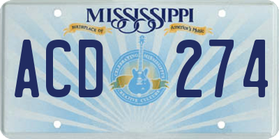 MS license plate ACD274