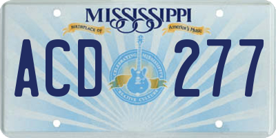 MS license plate ACD277