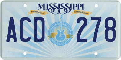 MS license plate ACD278
