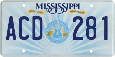 MS license plate ACD281