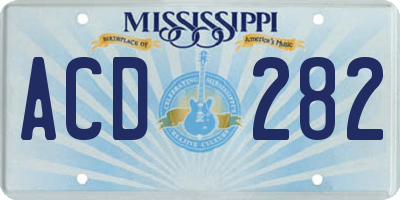 MS license plate ACD282