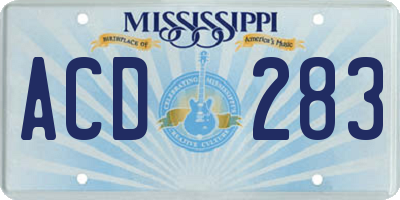 MS license plate ACD283