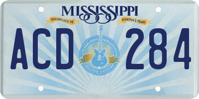 MS license plate ACD284